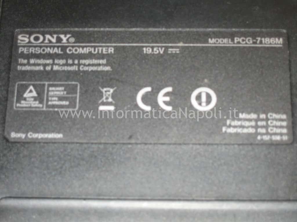 Etichetta Sony Vaio VGN-NW21MF Etichetta Sony Vaio VGN-NW21MF