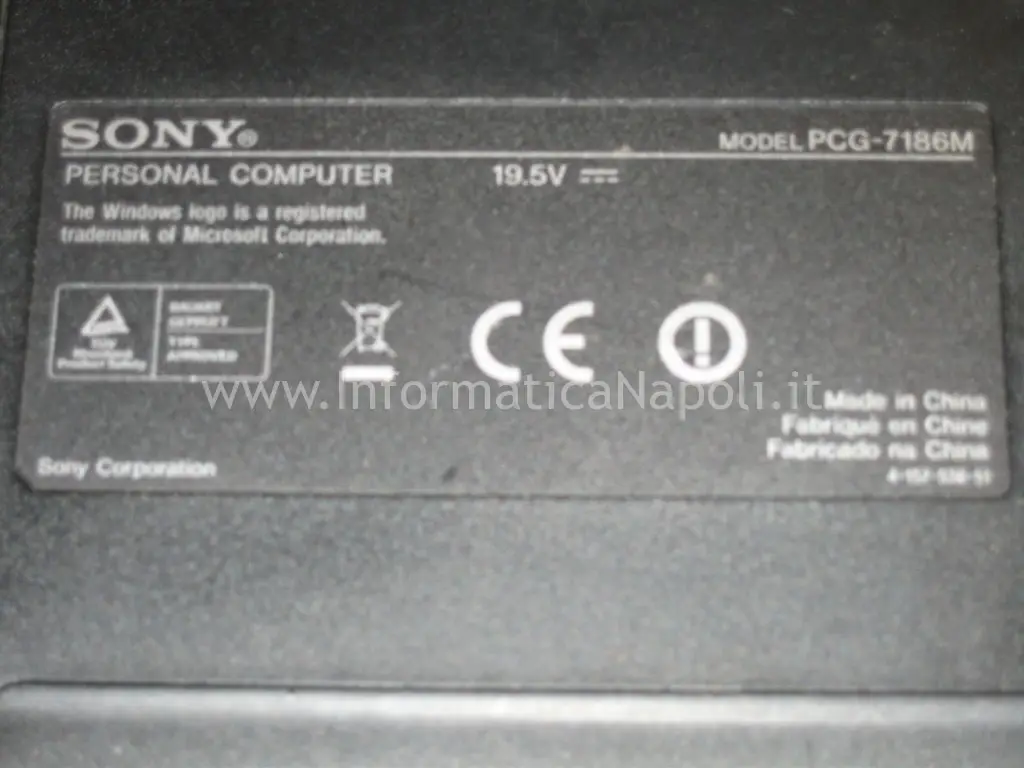 Etichetta Sony Vaio VGN-NW21MF