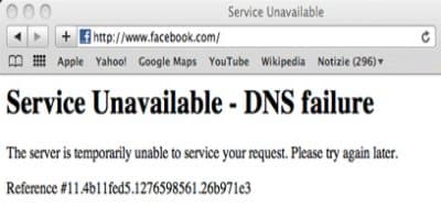 DNS non disponibile errore apertura pagina web
