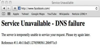 DNS non disponibile errore apertura pagina web