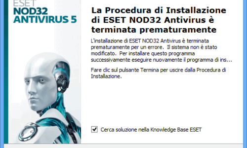 Impossibile installare Antivirus Eset NOD32 Norton Kaspersky