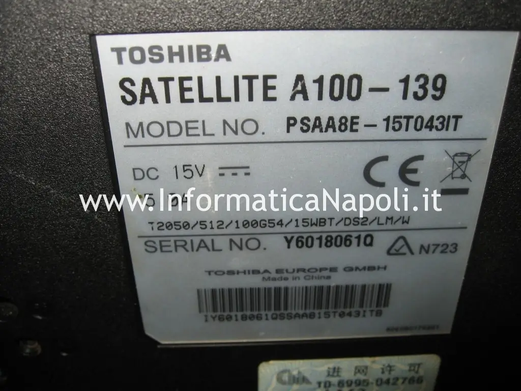 Pulizia pulire Toshiba A100 139 PSAA8E