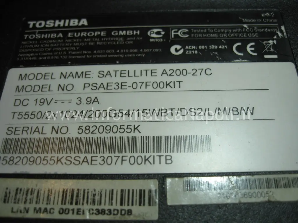 problemi scheda madre LA-3481P Toshiba satellite A200