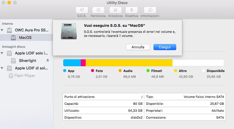 Utility Disco ottimizzazione Apple Mac