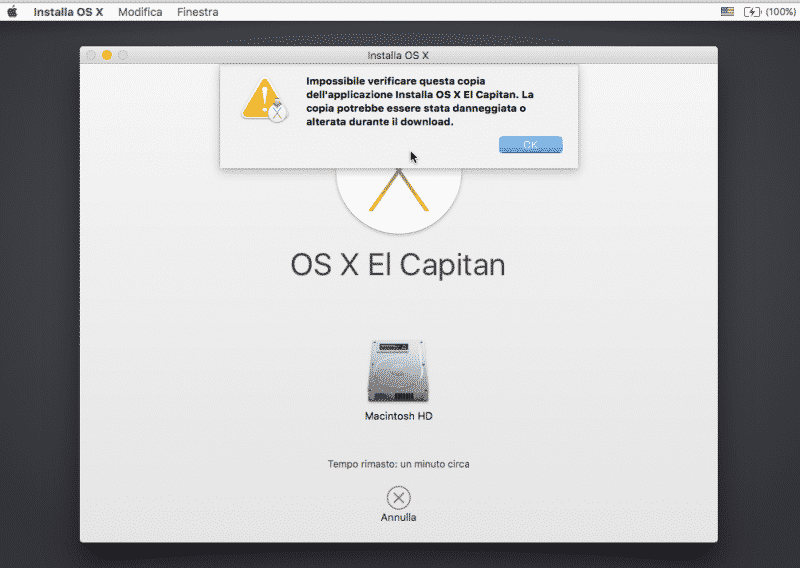 errore installazione elcapitan2