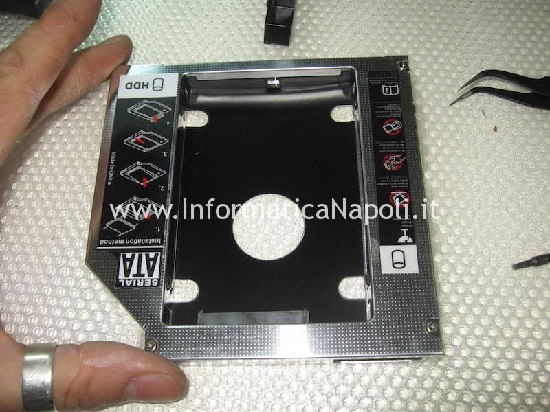 aggiornamento upgrade SSD su Apple iMac caddy SATA superdrive
