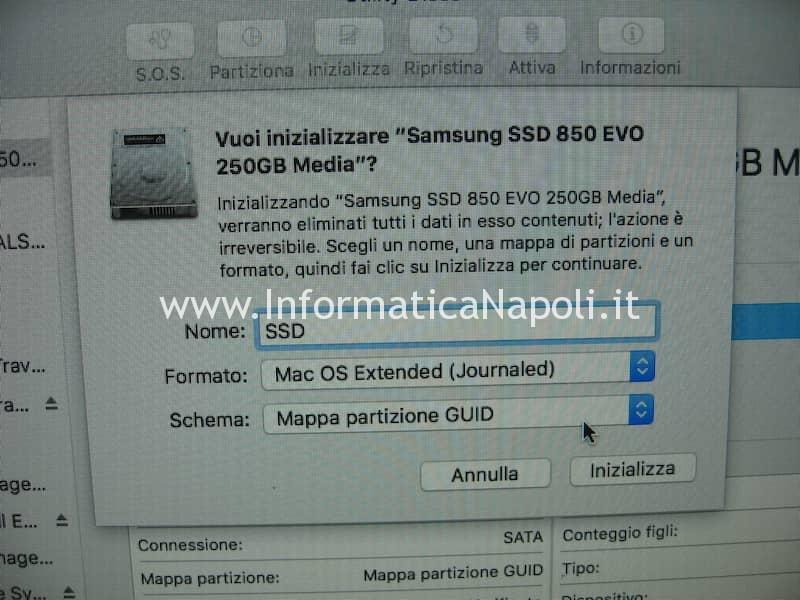 formattare inizializzare SSD iMac MacBook Mac Book