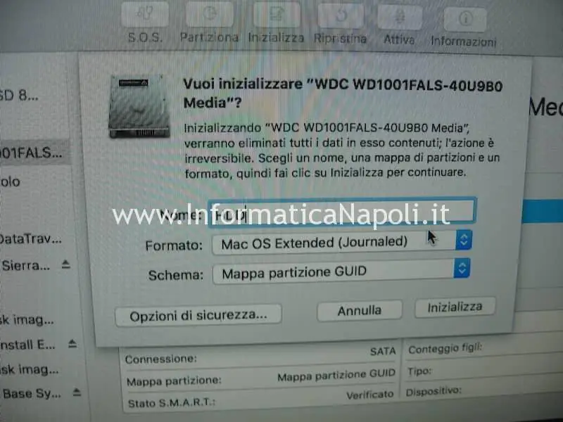 formattare inizializzare HDD iMac MacBook Mac Book