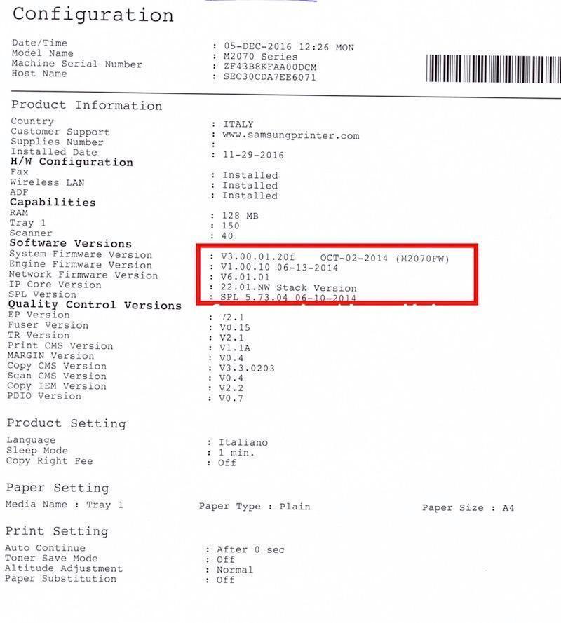 firmware samsung printer