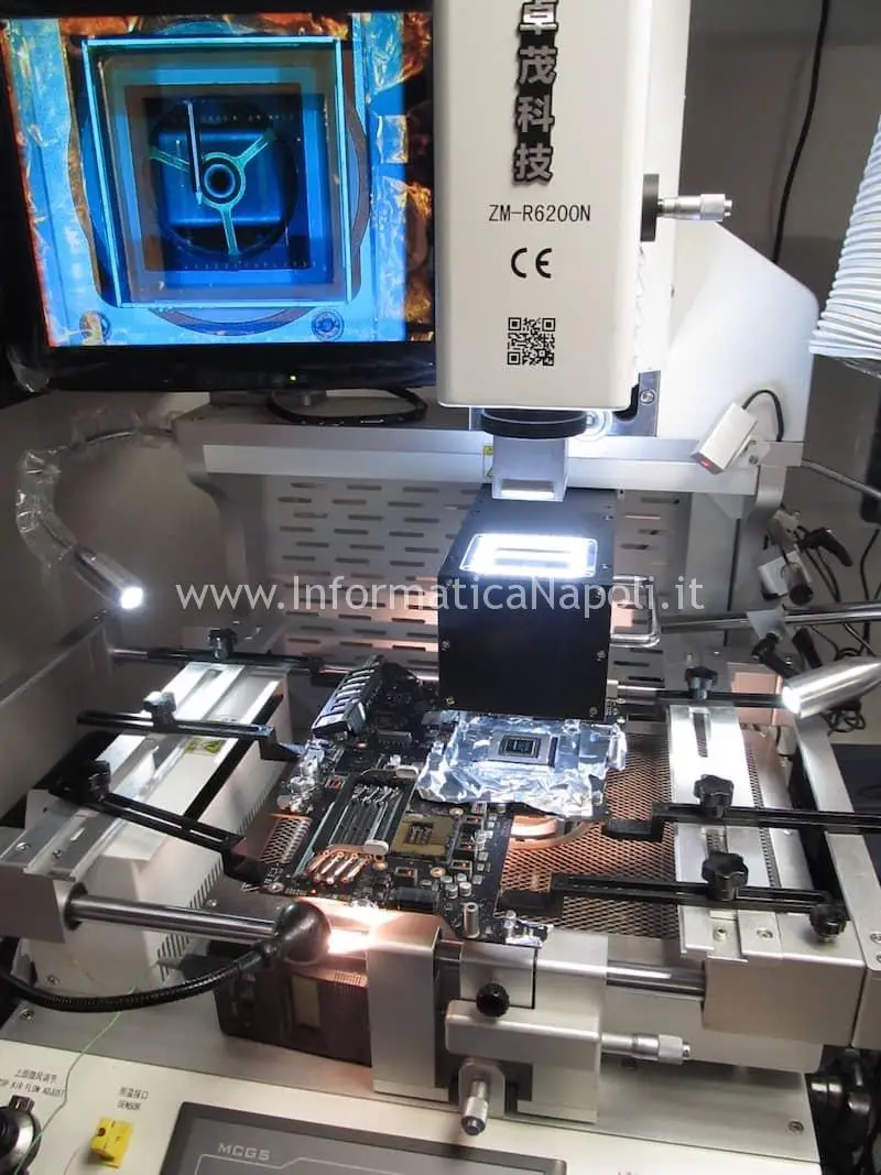 Posizionare scheda logica reballing nVidia N13E-GTX-W-A2 680MX iMac A1419 27 pollici late 2012