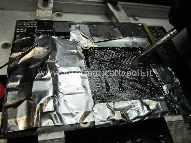 reball pulizia rimozione stagno chipset intel macbook a1278