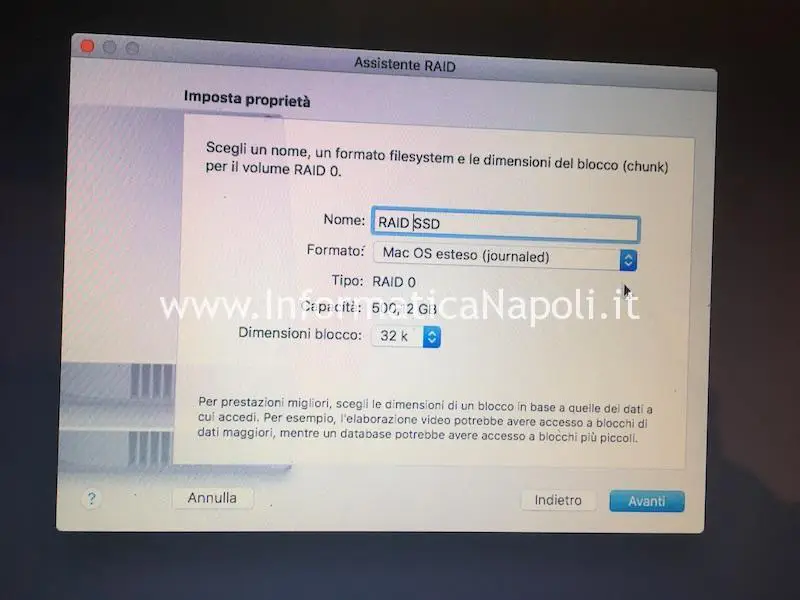 assistenza apple raid 0 doppio disco macbook