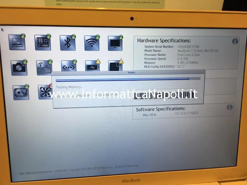 auto diagnosi AHT1 su Apple Mac MacBook iMac diagnostic gateway Mac resource inspector