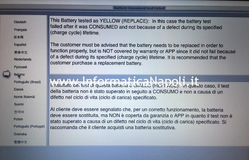 auto diagnosi batteria AHT1 su Apple Mac MacBook iMac diagnostic gateway Mac resource inspector
