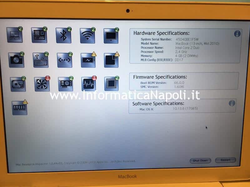 auto diagnosi AHT1 su Apple Mac MacBook iMac diagnostic gateway Mac resource inspector