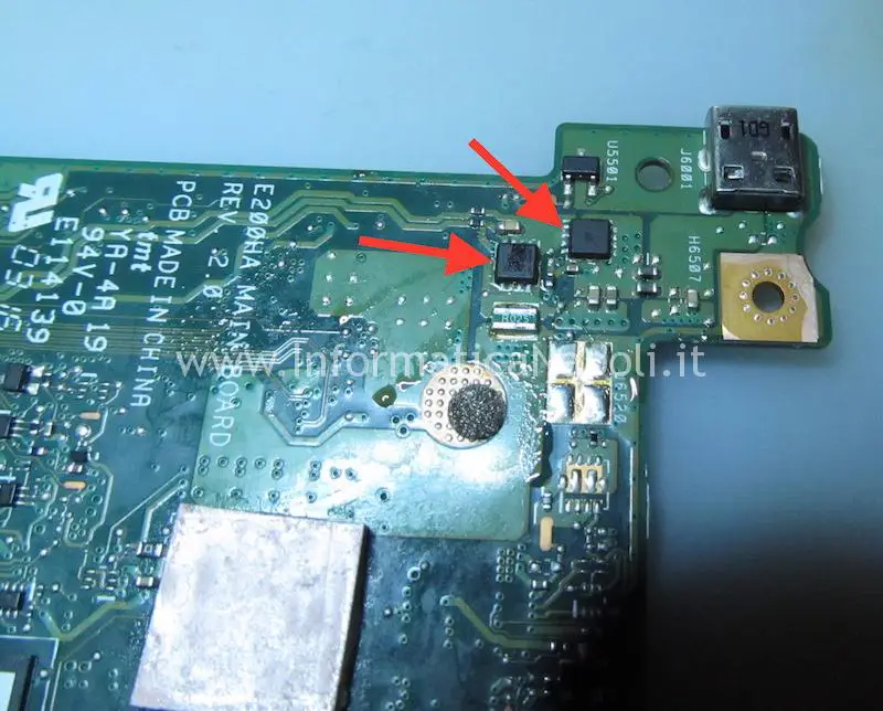 riparazione circuito ricarica bios Asus VivoBook E200H