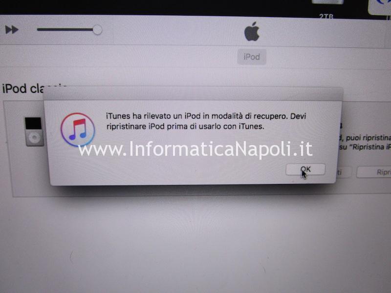 ripristino ipod itunes sostituzione disco