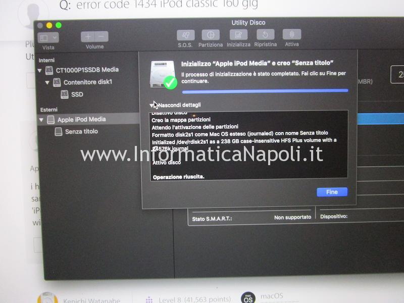 ripristino ipod itunes sostituzione disco
