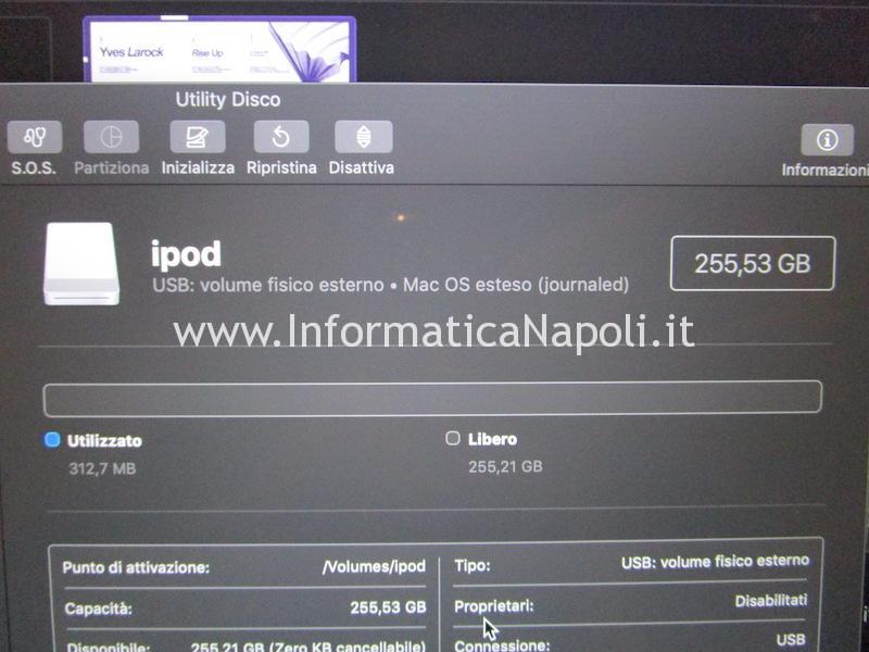 assistenza ripristino ipod itunes sostituzione disco