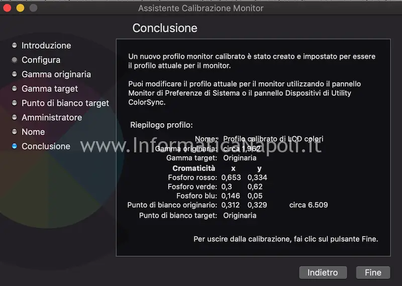 profilo calibrazione display mac imac