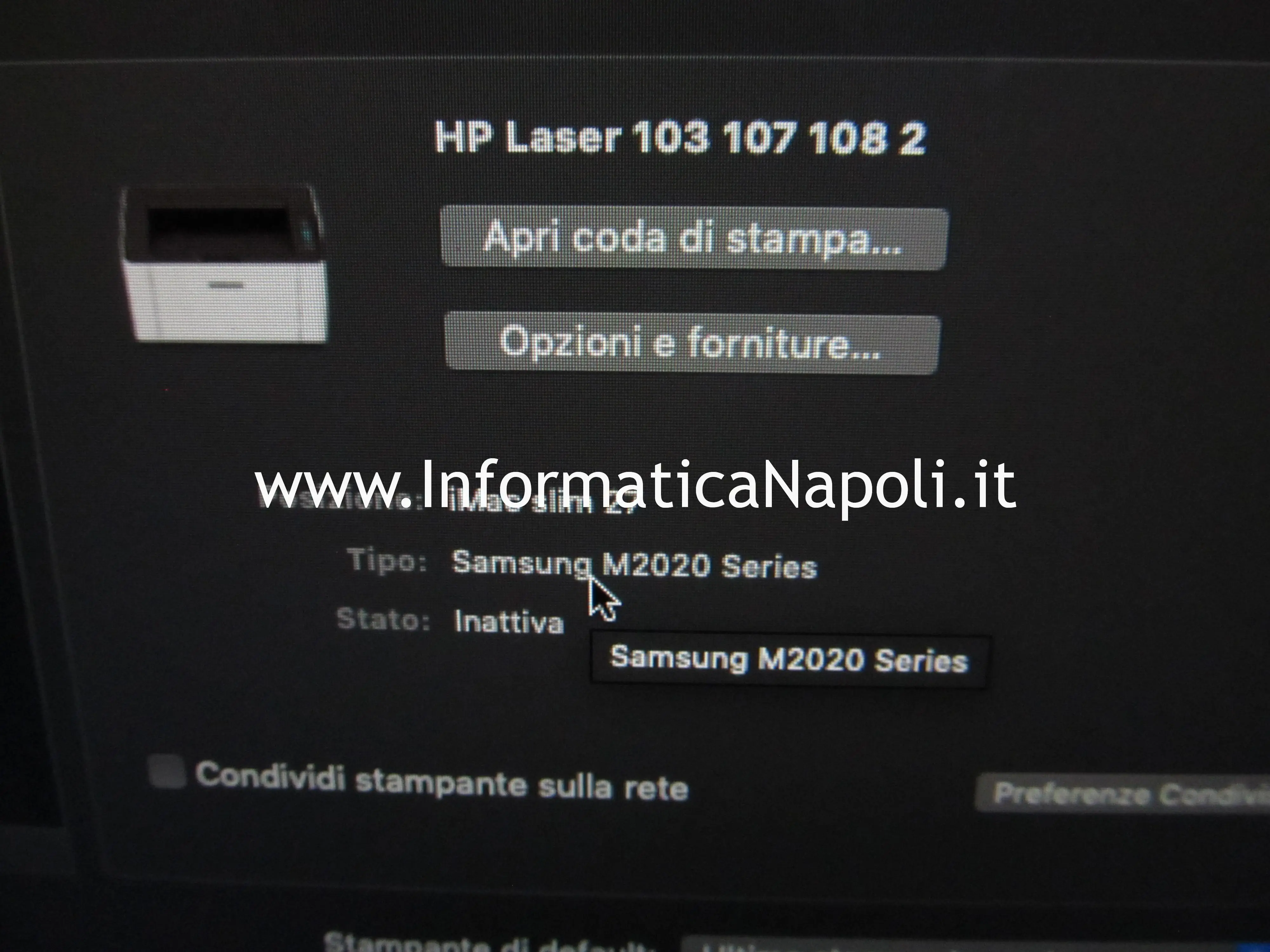 come installare HP LaserJet 107w su computer Apple