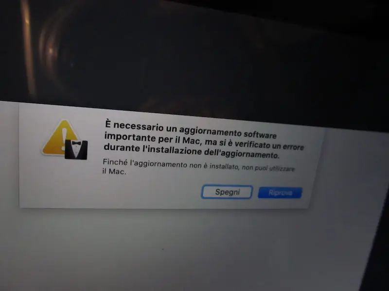 MacBook pro bloccato dopo aggiornamento Big Sur!