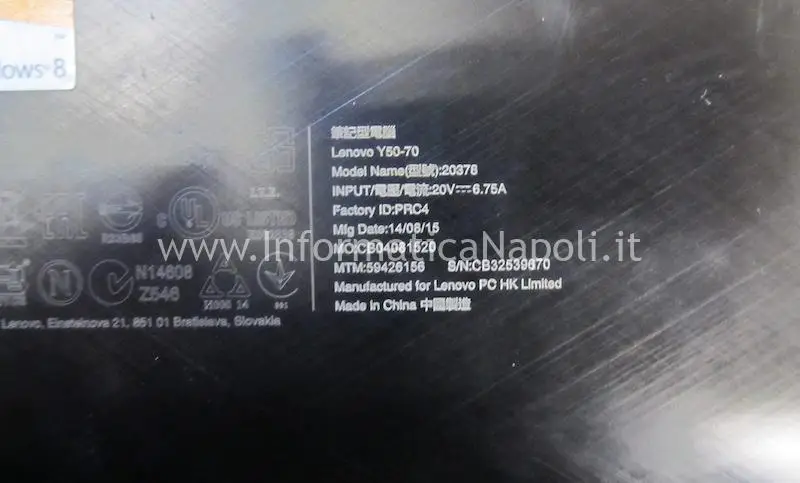assistenza Lenovo Y50-70 non si accende tastera illuminata LA-B111P ZIVY2 bios ENE