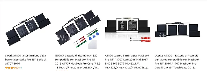 batterie compatibili A1707 2016 2017