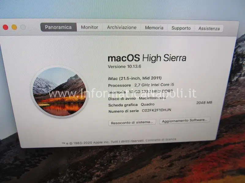 imac funzionante dopo installazione e sostituzione scheda video nuova iMac A1311 21.5 2009 2010 201