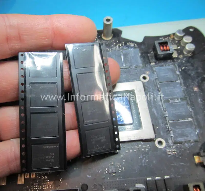 Problema righe artefizi chip VRAM Apple iMac 27 A1419 slim fine 2013 820-3481-A NVIDIA GeForce GT 755M 775M 780M