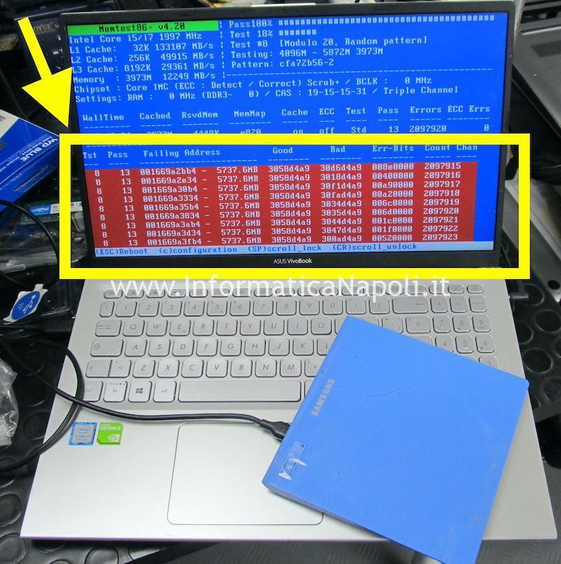 problemi modulo RAM onboard Asus VivoBook F512U X512UF 2.0