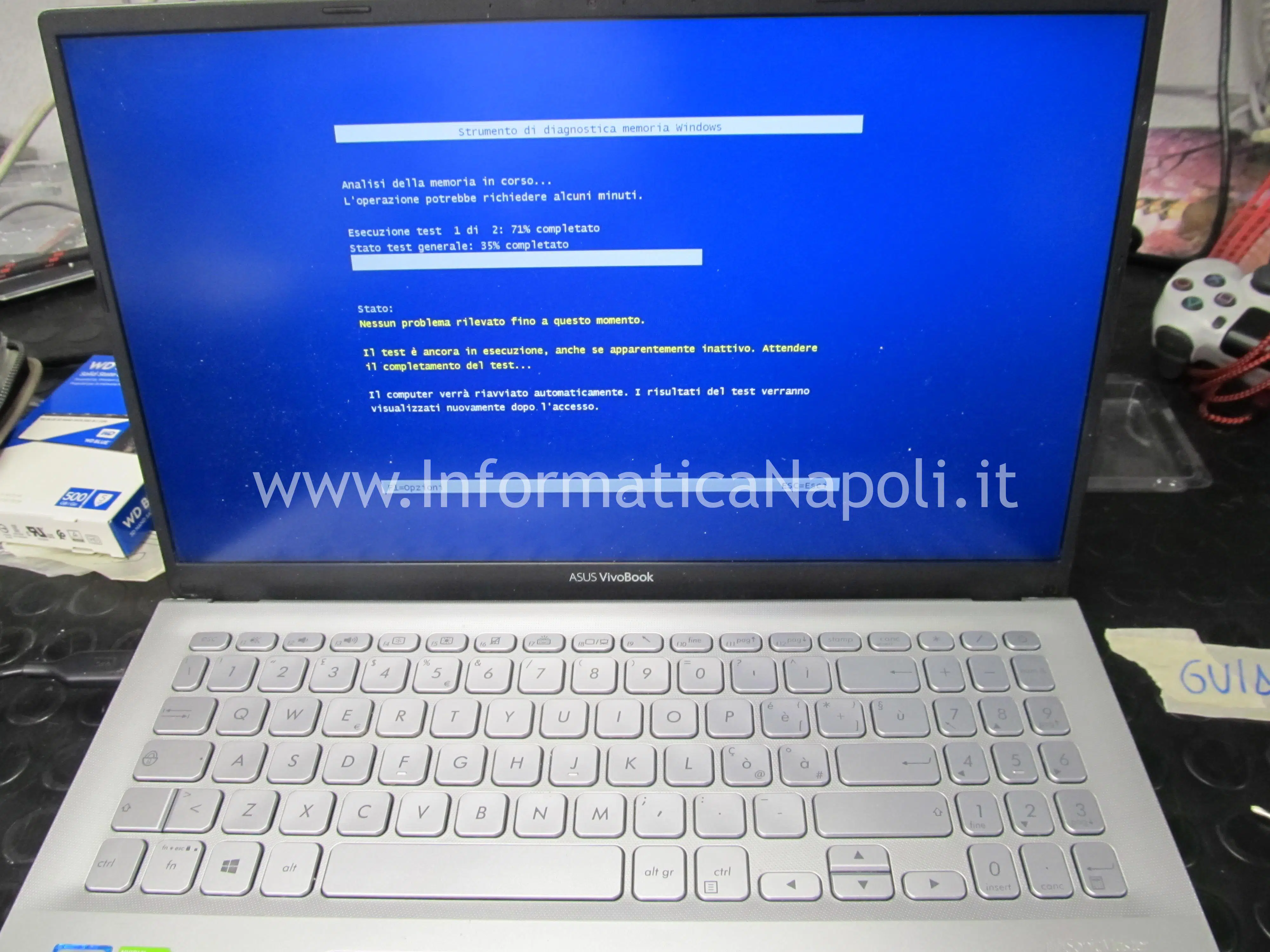 test RAM Asus VivoBook F512U X512UF 2.0 riparato moduli RAM difettosi onboard 