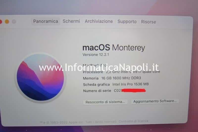 problema Numero Seriale non disponibile MacBook iMac Mac