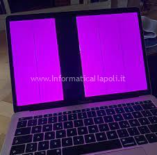 bande rosa schermo macbook pro 13 con righe colorate e artifizi problema flexgate riparazione flat segnale