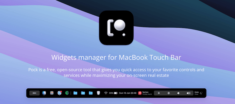 Pock configuratore touch bar MacBook