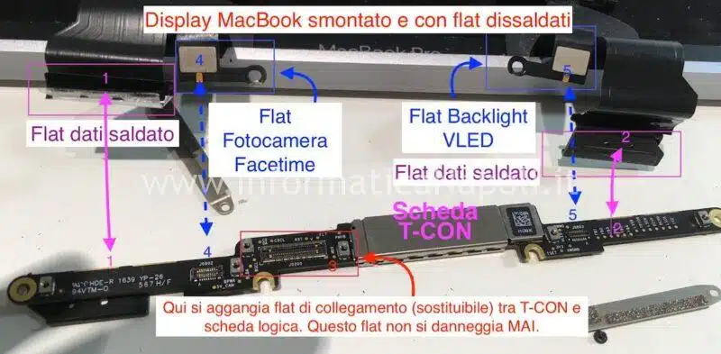 t-con flex display MacBook problema luminosità schermo che si spegne