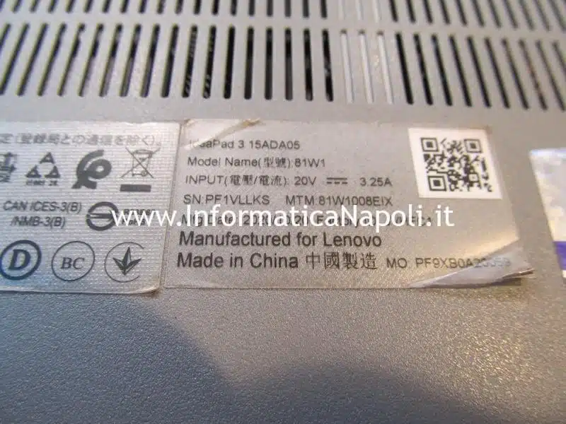 problem mancato avvio Lenovo IdeaPad 3 15ADA05 NM-C821