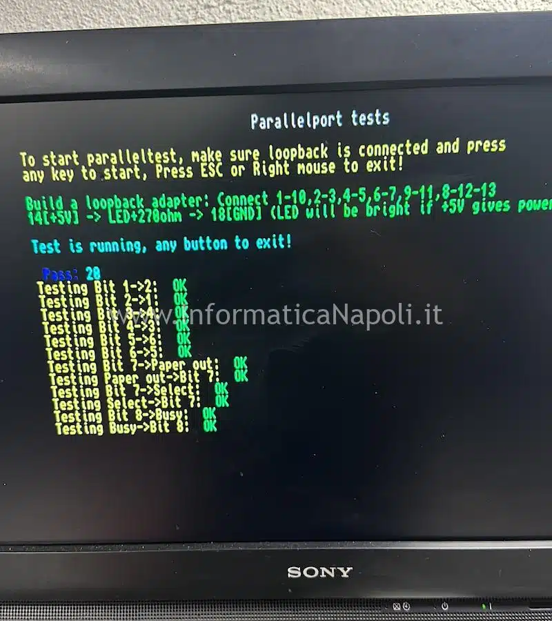 test scheda parallela Amiga
