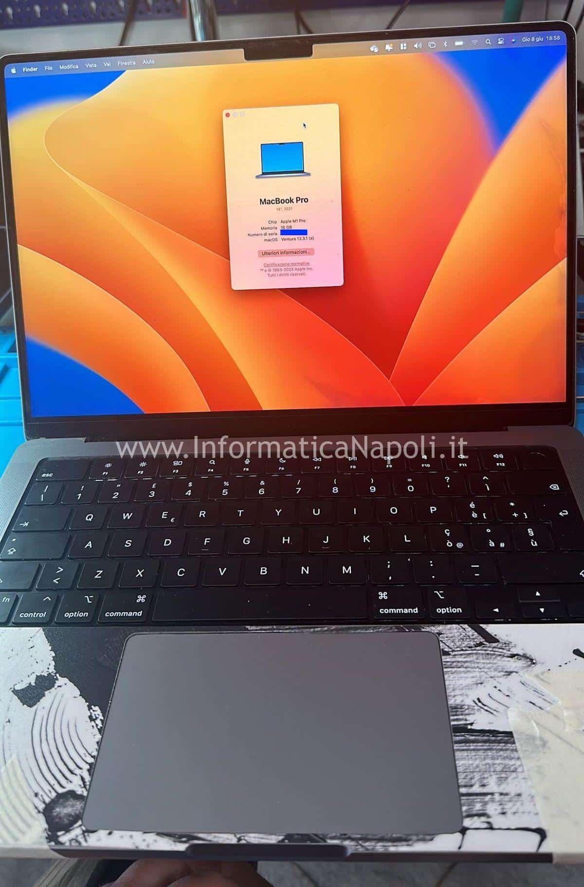 assistenza Apple MacBook Pro 14 A2442 2021 riparato funzionante 